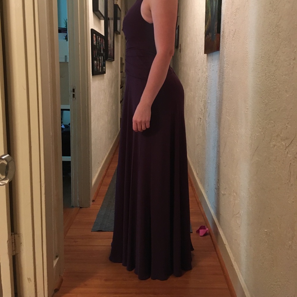 Plum David’s Bridal size 10 one shoulder bridemaid - Picture 3 of 4